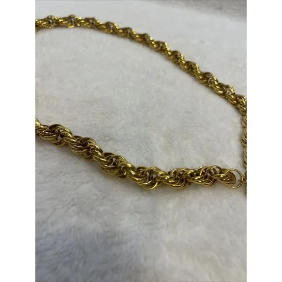 Vintage Classic Anne Klein Logo Couture￼Super Chunky Gold Link Necklace 22” - Picture 6 of 8
